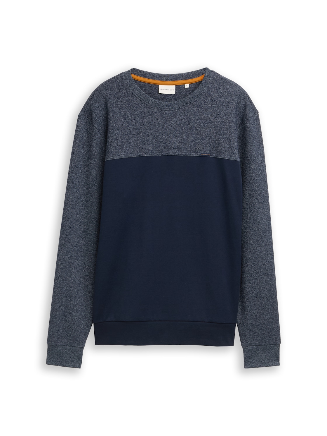 TOM TAILOR Herren Crewneck Sweatshirt mit Struktur-Mix, blau, Meliert, Gr. L von Tom Tailor