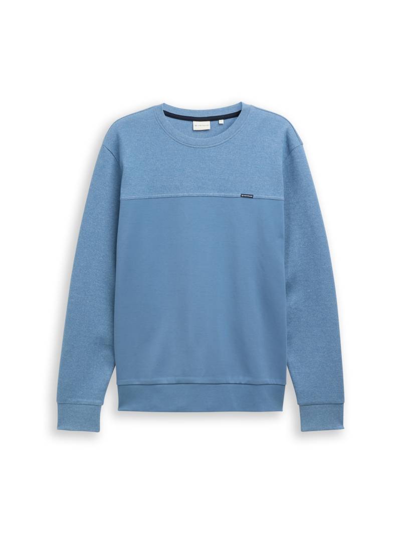 TOM TAILOR Herren Crewneck Sweatshirt mit Struktur-Mix, blau, Meliert, Gr. XXXL von Tom Tailor