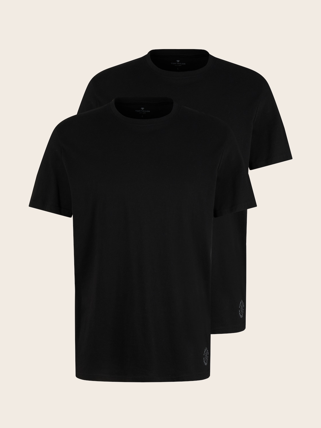 TOM TAILOR Herren Doppelpack T-Shirt, schwarz, Logo Print, Gr. S von Tom Tailor