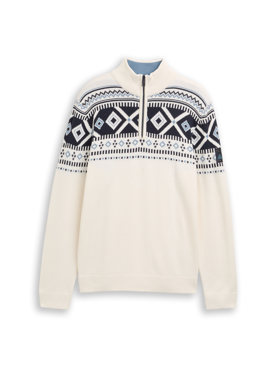 TOM TAILOR Herren Fair-Isle Troyer Strickpullover, weiß, Gemustert, Gr. XL TOM TAILOR Herren Fair-Isle Troyer Strickpullover, weiß, Gemustert, Gr. XL von Tom Tailor
