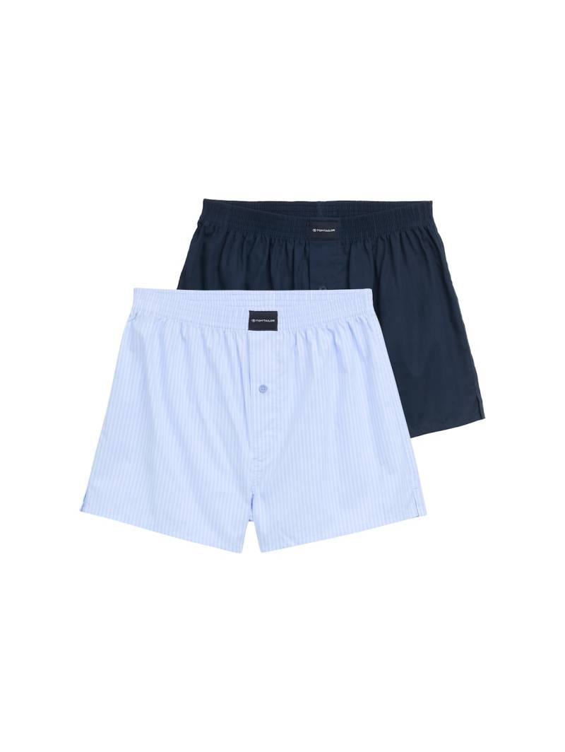 TOM TAILOR Herren Mittellange Boxershorts aus Baumwolle im 2er-Pack, blau, Uni, Gr. XL von Tom Tailor