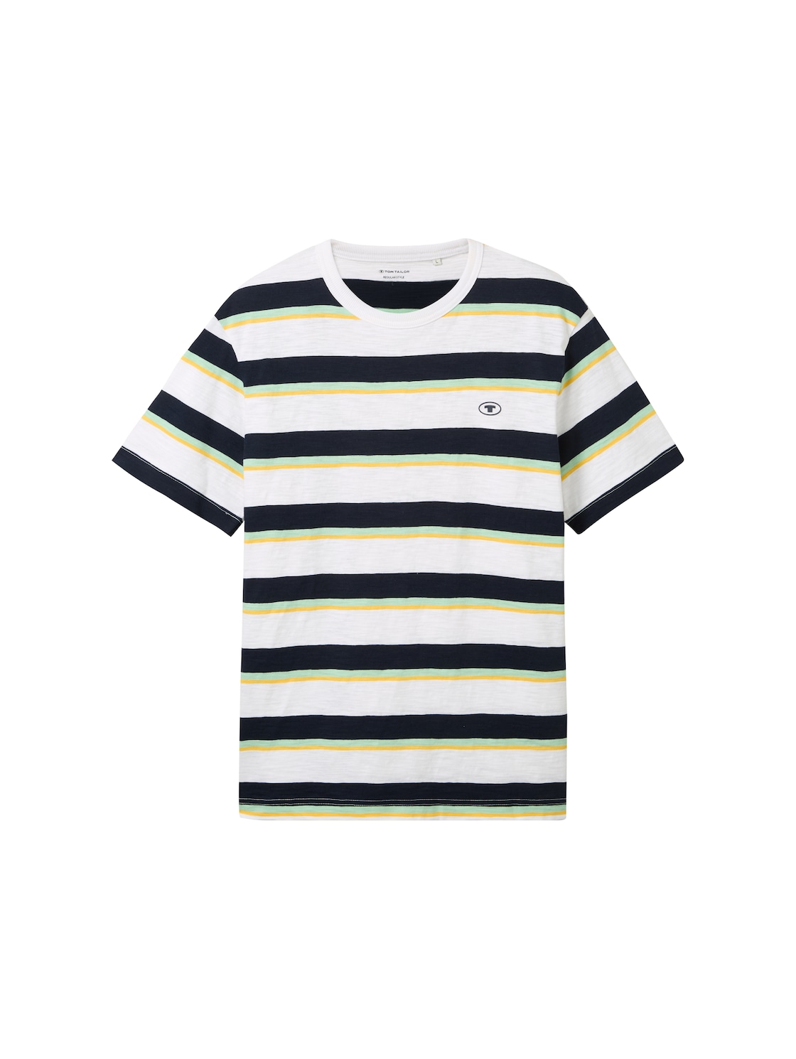 TOM TAILOR Herren Gestreiftes T-Shirt, weiß, Streifenmuster, Gr. XL von Tom Tailor