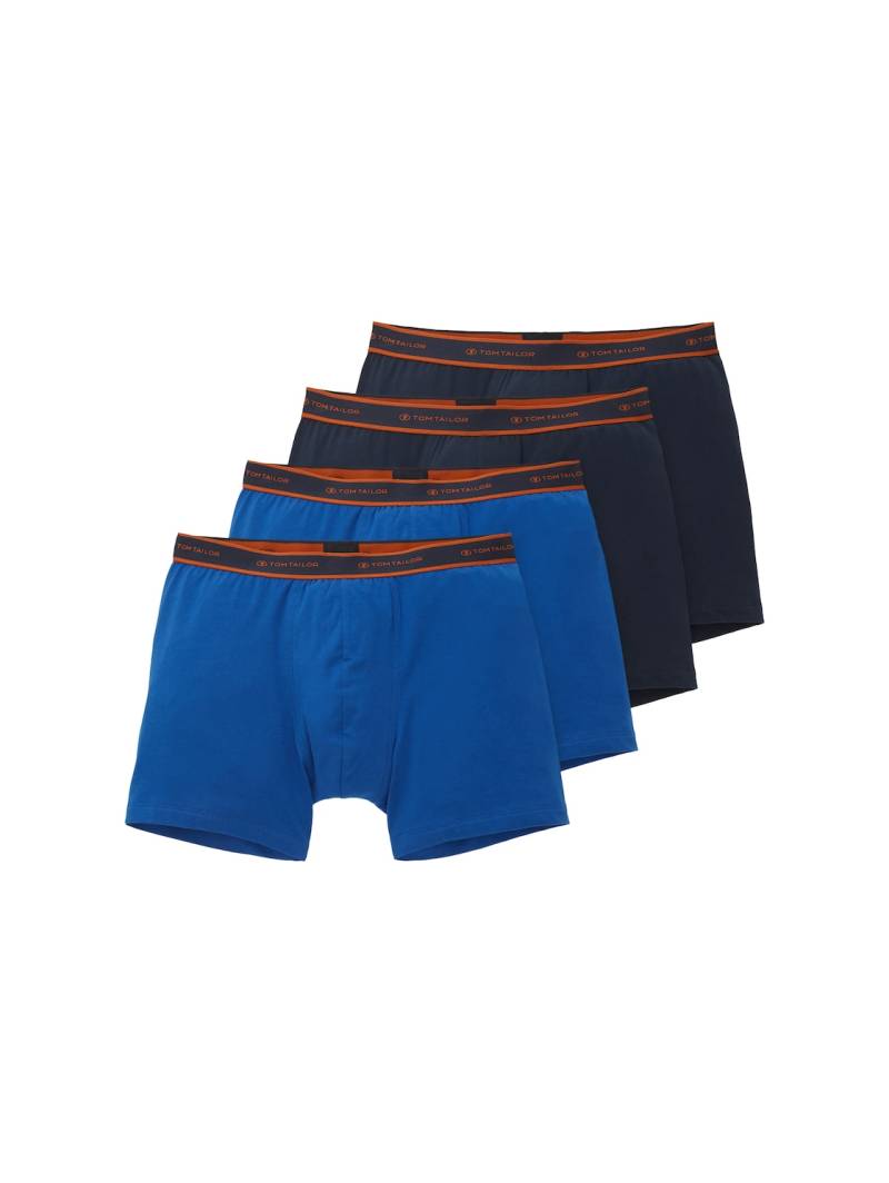TOM TAILOR Herren Mittellange Boxershorts im 4er-Pack, blau, Uni, Gr. 4 von Tom Tailor