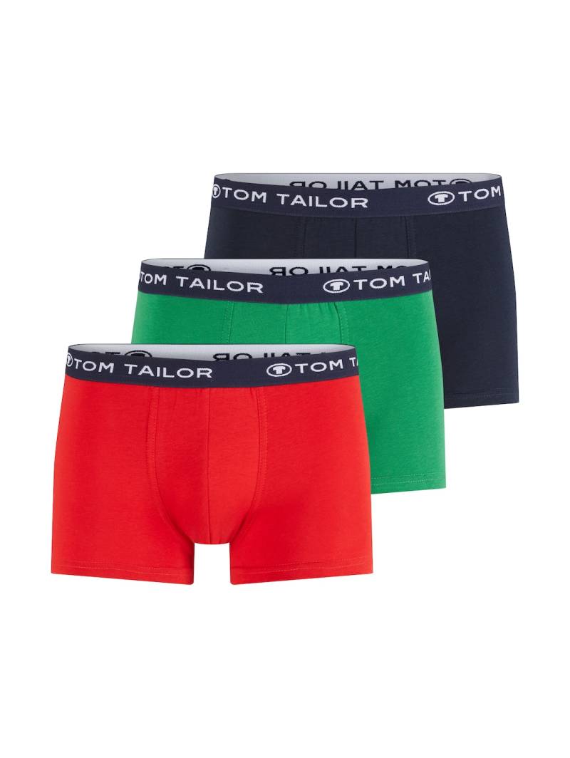 TOM TAILOR Herren Kurze Boxershorts im 3er-Pack, rot, Uni, Gr. S/4 von Tom Tailor