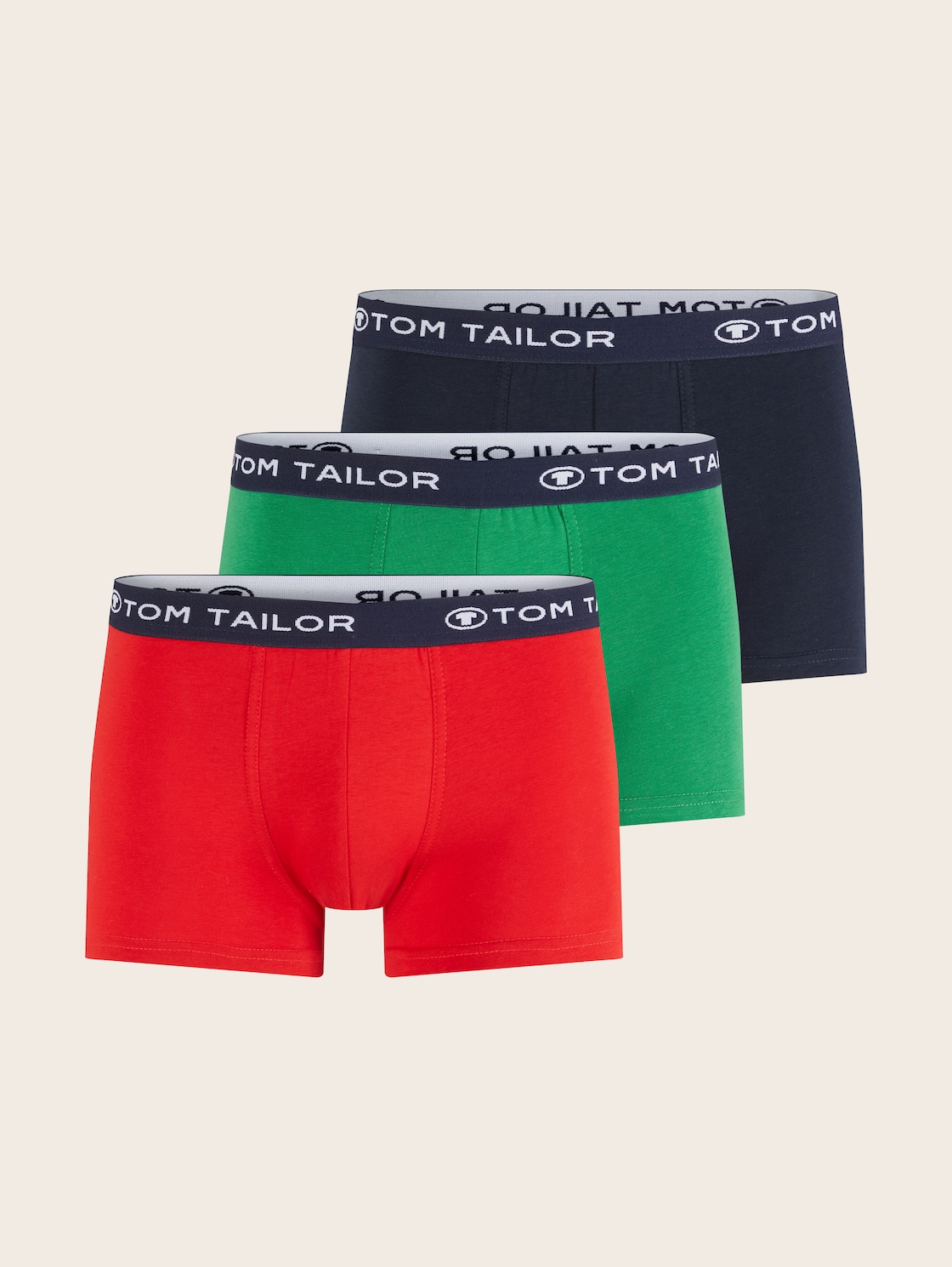 TOM TAILOR Herren Hip-Pants im Dreierpack, rot, Logo Print, Gr. XL/7 von Tom Tailor