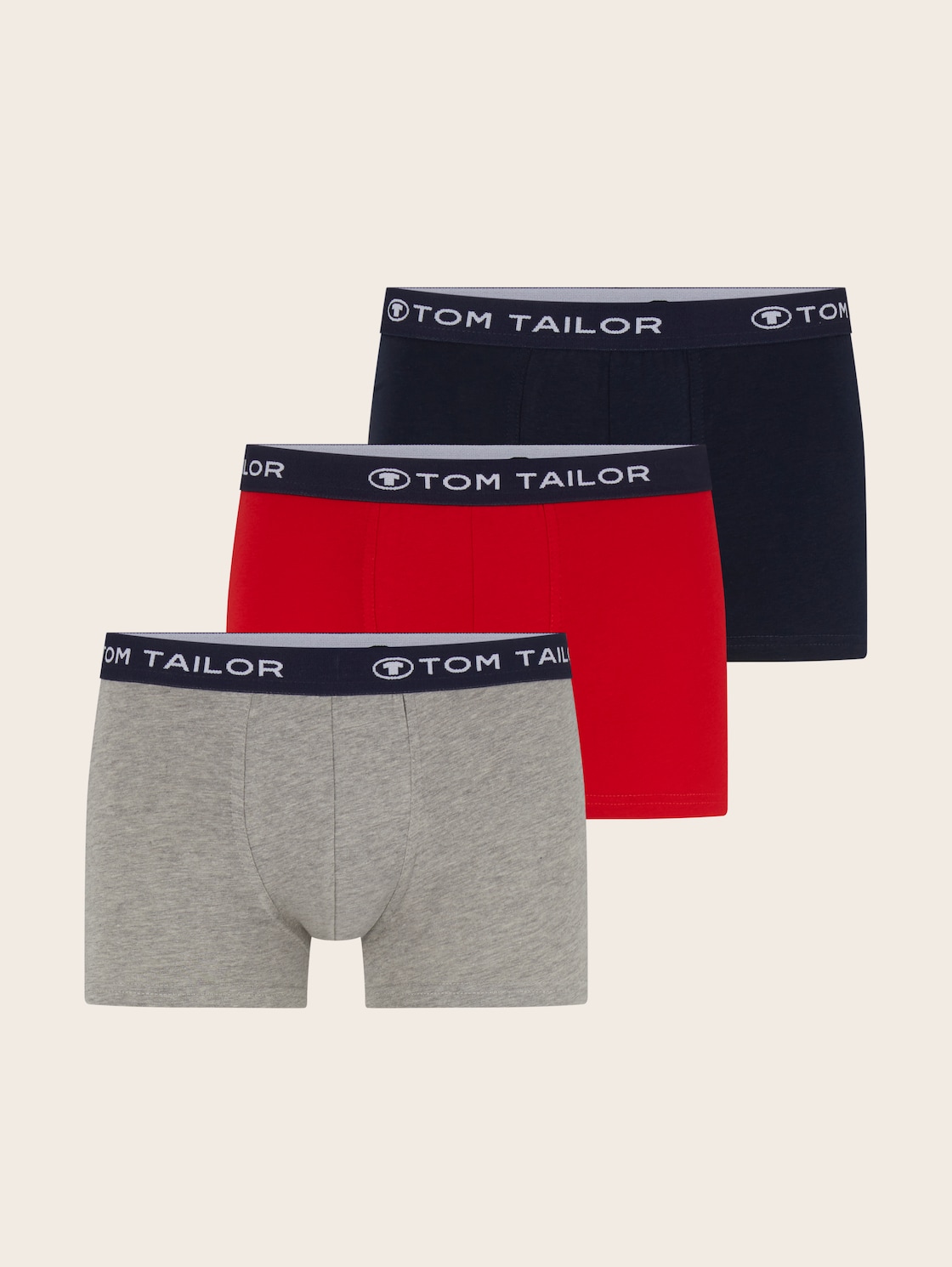 TOM TAILOR Herren Hip-Pants im Dreierpack, rot, Logo Print, Gr. L/6 von Tom Tailor