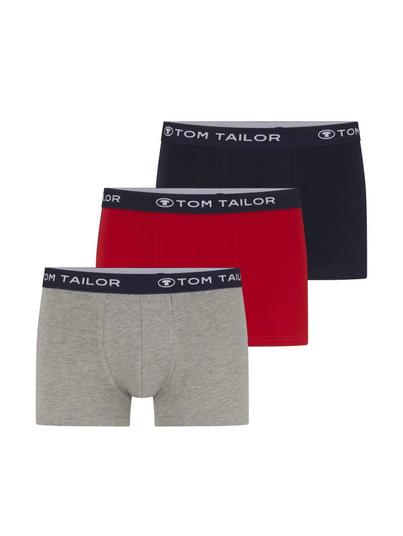 TOM TAILOR Herren Kurze Boxershorts im 3er-Pack, rot, Uni, Gr. L/6 von Tom Tailor