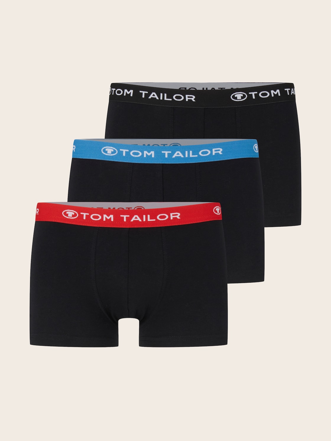 TOM TAILOR Herren Hip-Pants im Dreierpack, schwarz, Logo Print, Gr. XL/7 von Tom Tailor