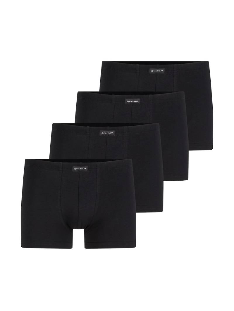 TOM TAILOR Herren Kurze Boxershorts im 4er-Pack, schwarz, Uni, Gr. L/6 von Tom Tailor