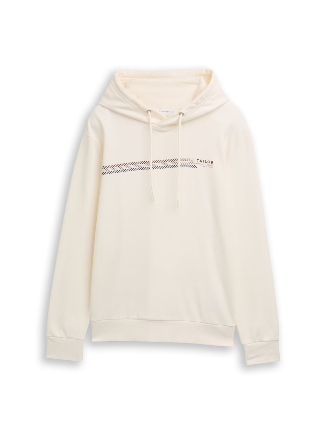 TOM TAILOR Herren Hoodie Sweatshirt mit Logo-Print, weiß, Uni, Gr. M von Tom Tailor