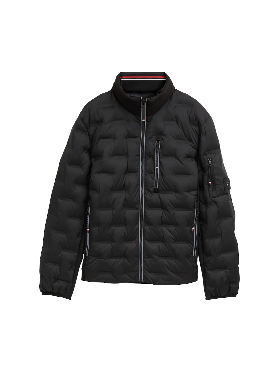 TOM TAILOR Herren Hybrid Lightweight Steppjacke mit Kapuze im Stehkragen, schwarz, Uni, Gr. XXXL von Tom Tailor