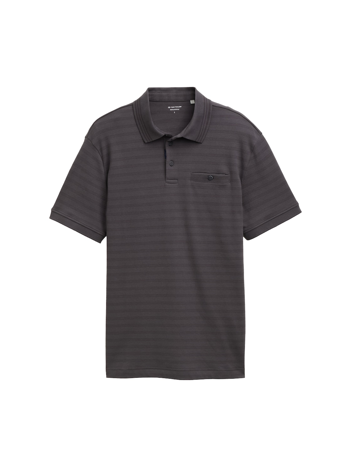 TOM TAILOR Herren Jersey Poloshirt mit Brusttasche, grau, Gestreift, Gr. XXXL von Tom Tailor