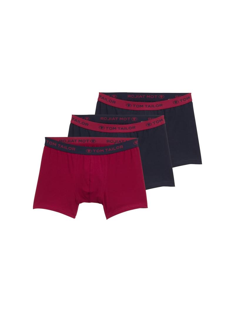 TOM TAILOR Herren Kurze Boxershorts im 3er-Pack, rot, Uni, Gr. S/4 von Tom Tailor