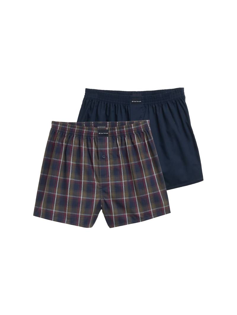 TOM TAILOR Herren Kurze Boxershorts im 2er-Pack, blau, Kariert, Gr. XXL/8 von Tom Tailor