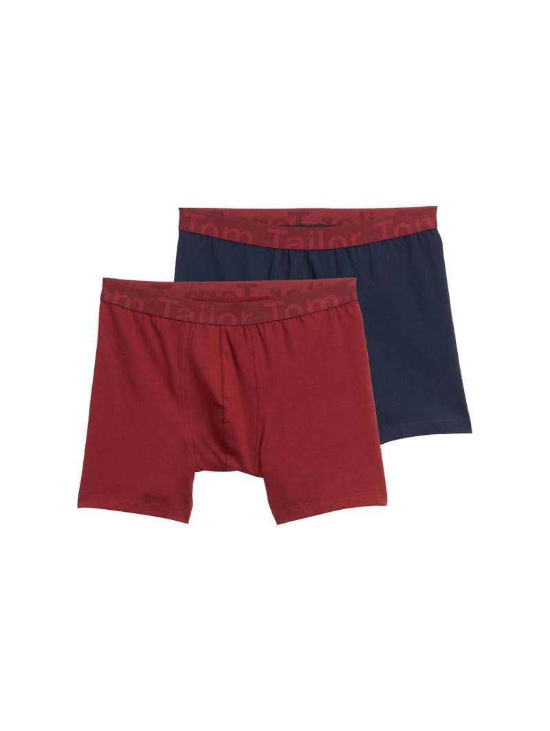 TOM TAILOR Herren Kurze Boxershorts im 2er-Pack, rot, Uni, Gr. S/4 von Tom Tailor