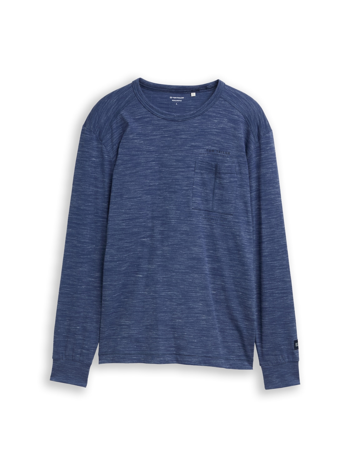 TOM TAILOR Herren Langarmshirt mit Brusttasche, blau, Meliert, Gr. XXL von Tom Tailor