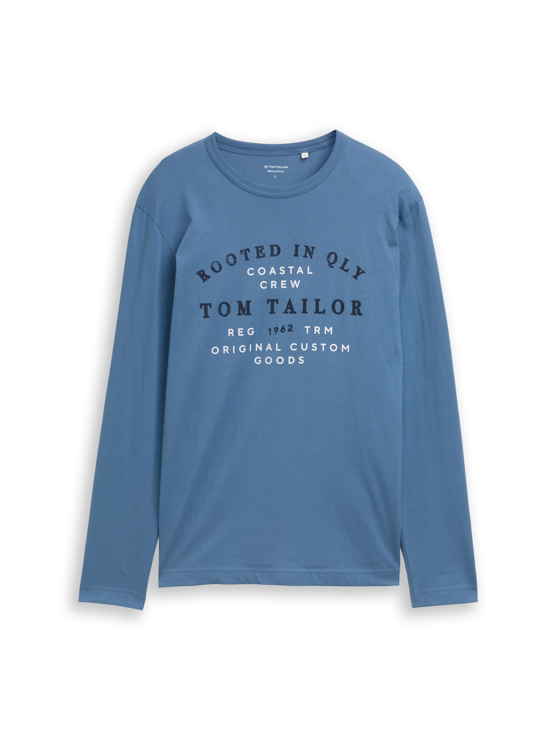 TOM TAILOR Herren Langarmshirt mit Logo-Print, blau, Uni, Gr. XXXL von Tom Tailor