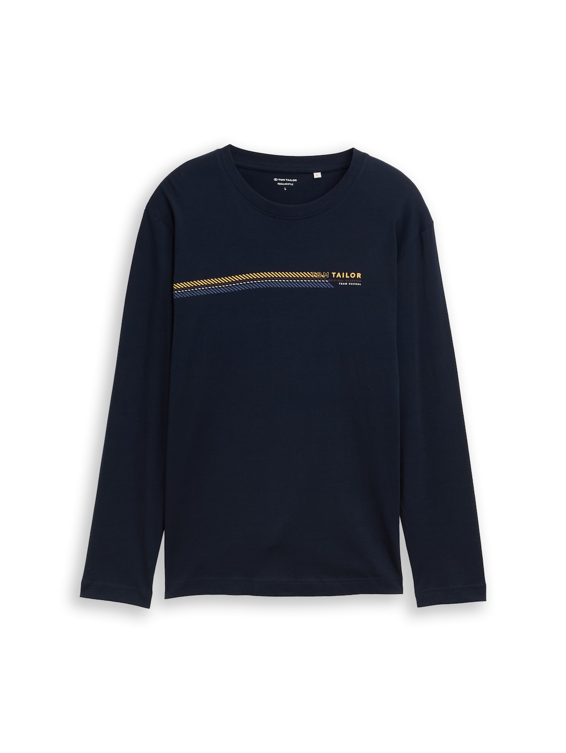 TOM TAILOR Herren Langarmshirt mit Print, blau, Uni, Gr. XL von Tom Tailor