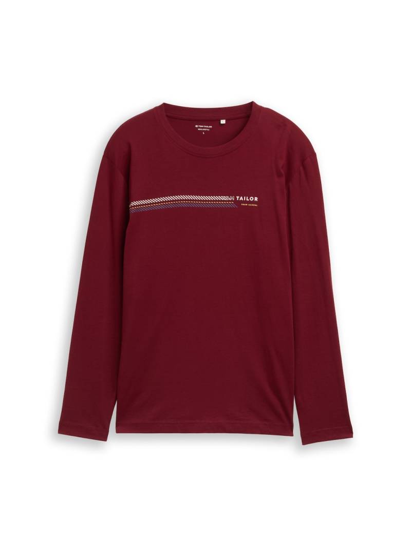 TOM TAILOR Herren Langarmshirt mit Print, rot, Uni, Gr. XXL von Tom Tailor