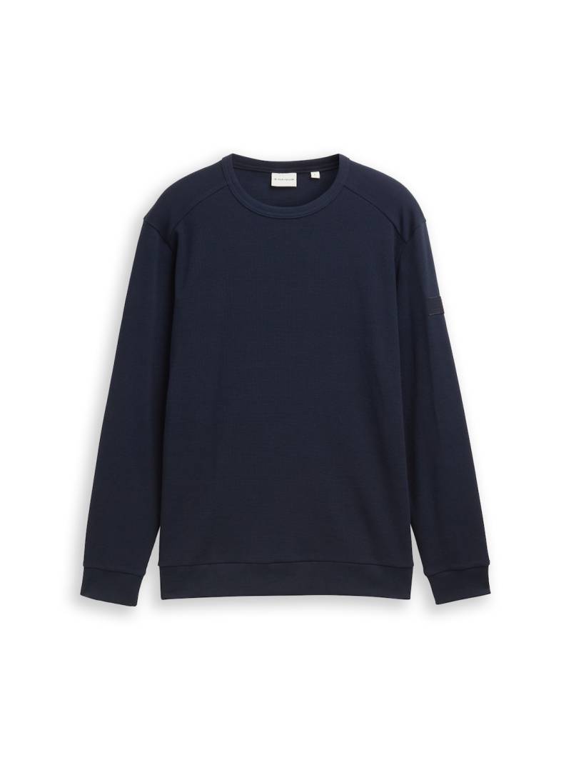 TOM TAILOR Herren Langarmshirt mit Waffelstruktur, blau, Uni, Gr. S von Tom Tailor