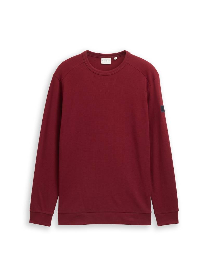 TOM TAILOR Herren Langarmshirt mit Waffelstruktur, rot, Uni, Gr. S von Tom Tailor