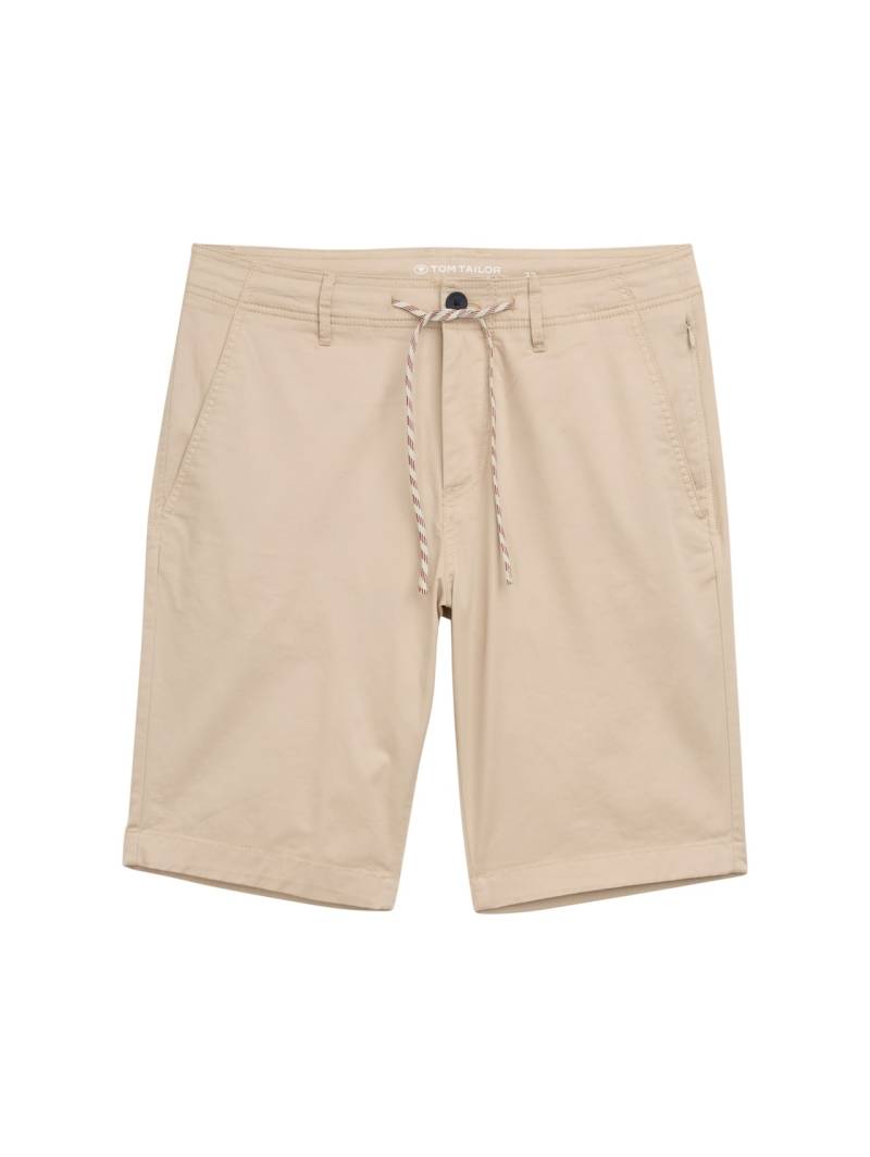 TOM TAILOR Herren Lightweight Chino Shorts mit Kordelzug, braun, Uni, Gr. 29 von Tom Tailor
