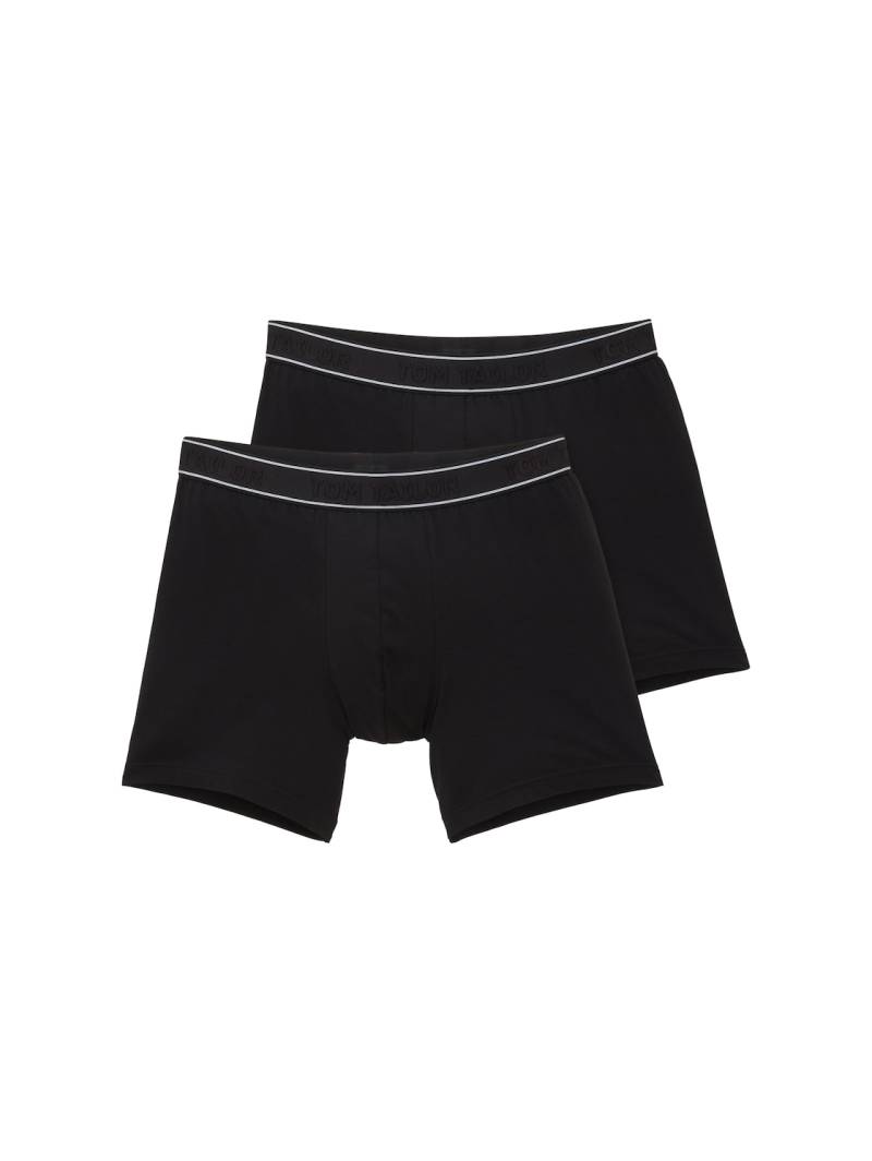 TOM TAILOR Herren Mittellange Boxershorts im 2er-Pack, schwarz, Uni, Gr. 8 von Tom Tailor