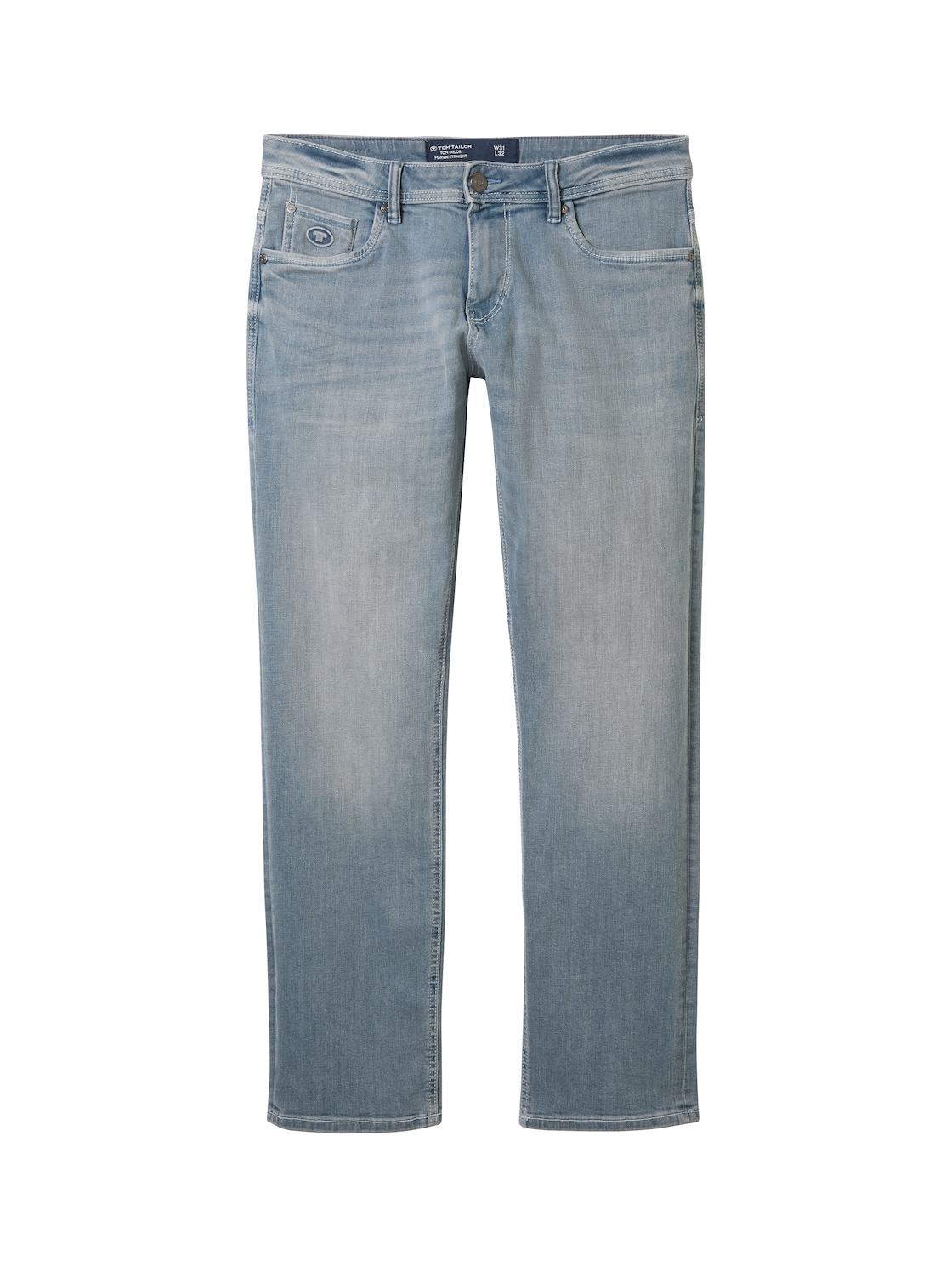 TOM TAILOR Herren Marvin Straight Jeans mit recycelter Baumwolle, blau, Uni, Gr. 32/36 von Tom Tailor
