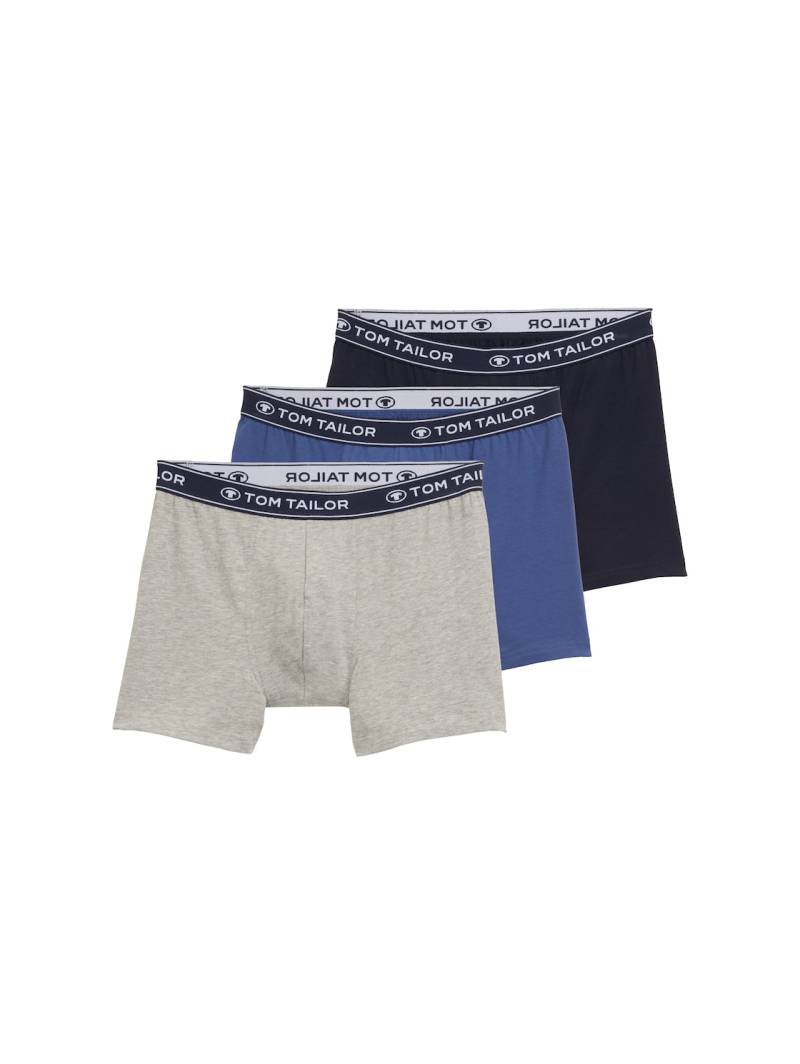 TOM TAILOR Herren Mittellange Boxershorts im 3er-Pack, blau, Uni, Gr. S von Tom Tailor