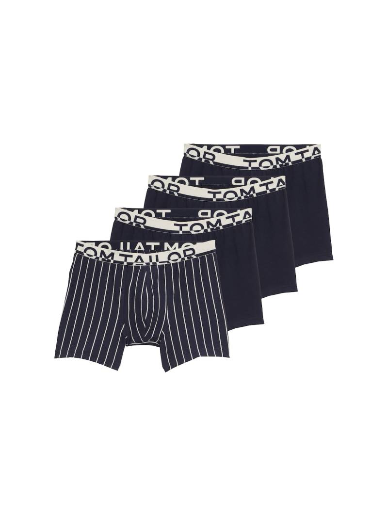 TOM TAILOR Herren Mittellange Boxershorts im 4er-Pack, blau, Gestreift, Gr. M/5 von Tom Tailor