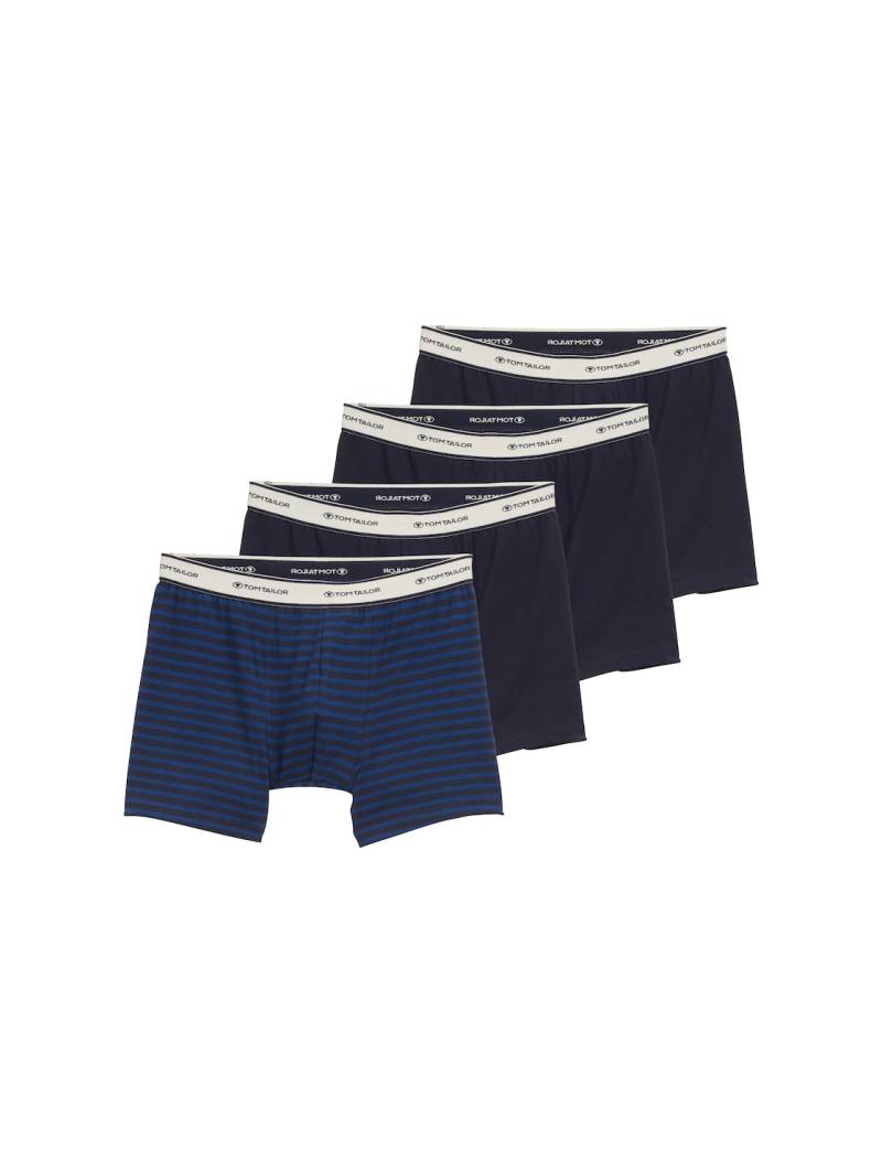 TOM TAILOR Herren Mittellange Boxershorts im 4er-Pack, blau, Gestreift, Gr. M/5 von Tom Tailor