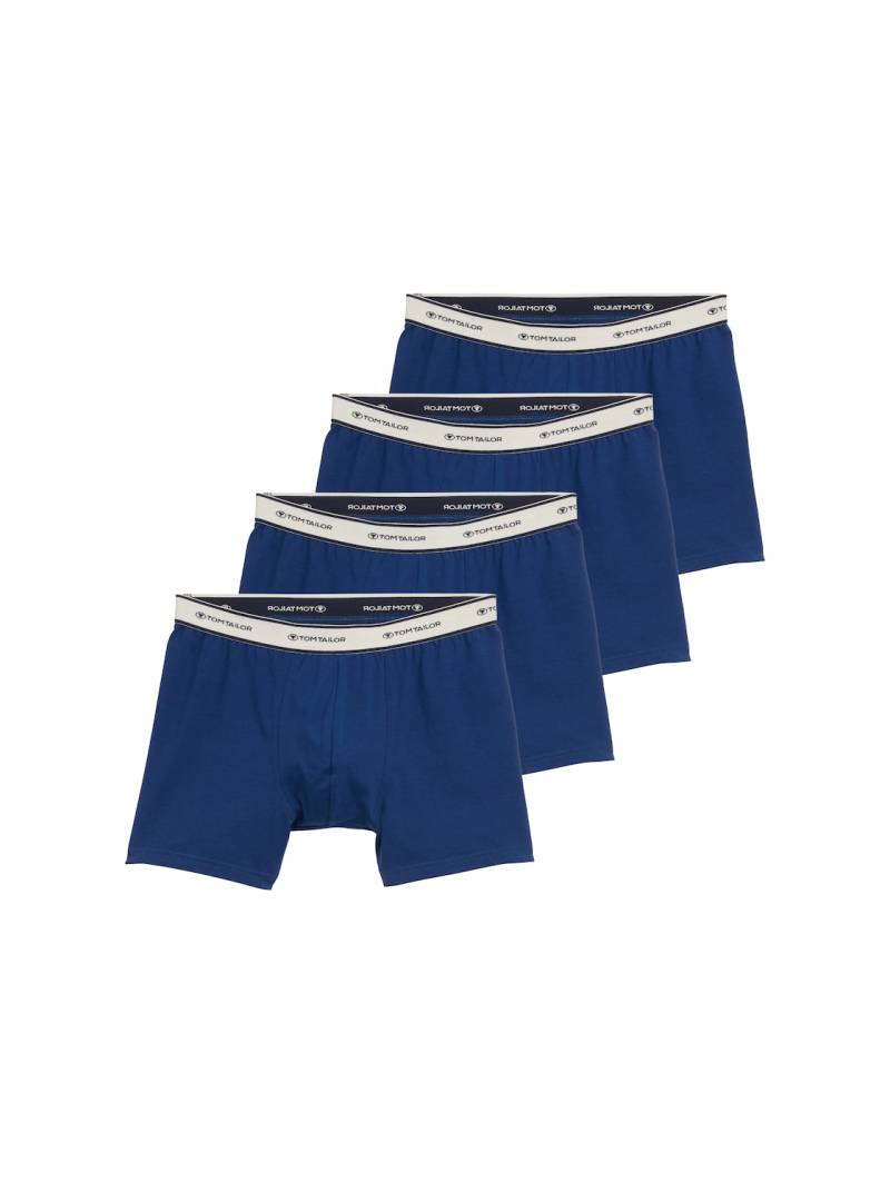 TOM TAILOR Herren Mittellange Boxershorts im 4er-Pack, blau, Uni, Gr. S/4 von Tom Tailor