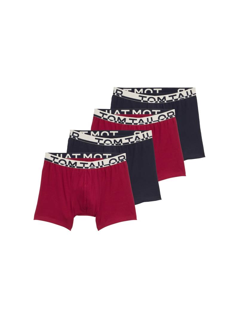TOM TAILOR Herren Mittellange Boxershorts im 4er-Pack, rot, Uni, Gr. L/6 von Tom Tailor