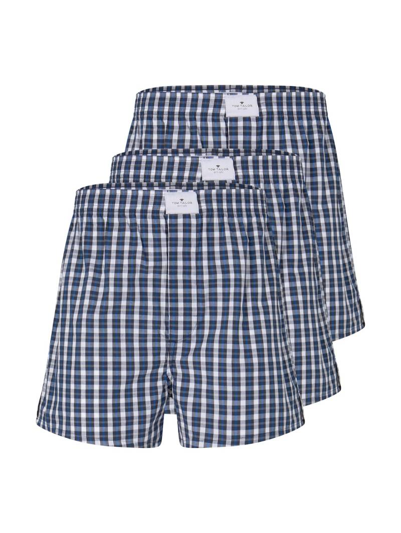 TOM TAILOR Herren Mittellange Boxershorts aus Baumwolle im 2er-Pack, blau, Kariert, Gr. XXL/8 von Tom Tailor