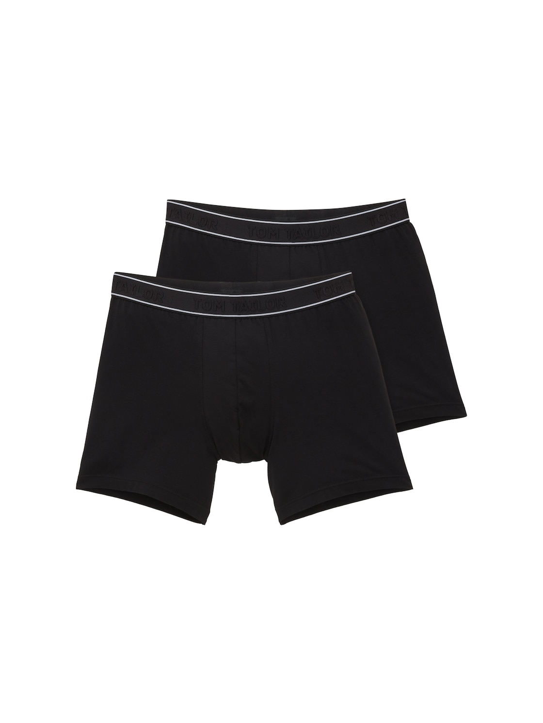 TOM TAILOR Herren Mittellange Boxershorts im 2er-Pack, schwarz, Uni, Gr. 7 von Tom Tailor