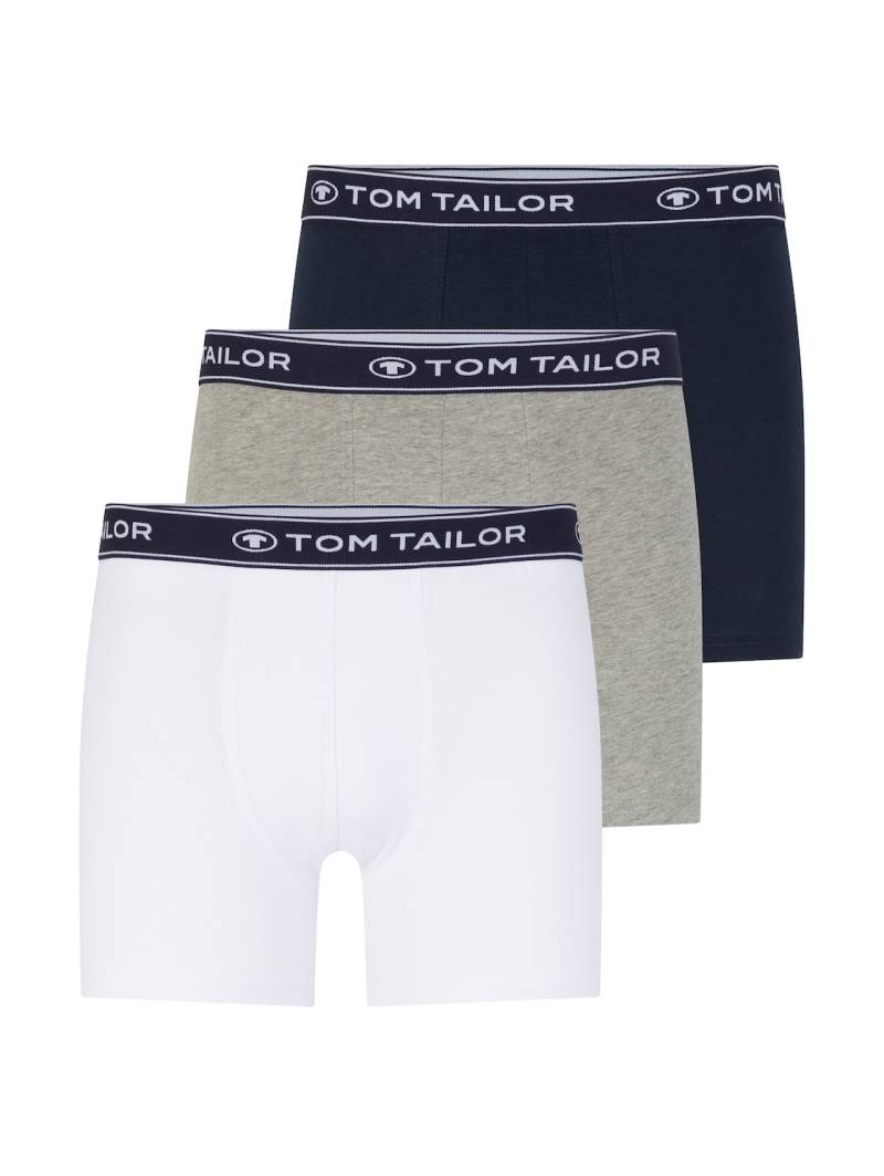 TOM TAILOR Herren Mittellange Boxershorts im 3er-Pack, grau, Uni, Gr. L/6 von Tom Tailor