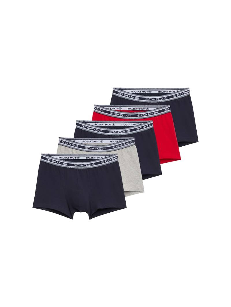 TOM TAILOR Herren Kurze Boxershorts im 5er-Pack, rot, Uni, Gr. 4 von Tom Tailor