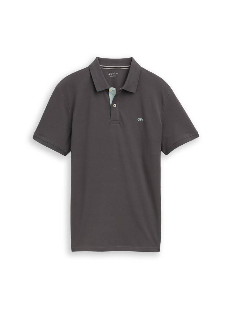 TOM TAILOR Herren Piqué Poloshirt aus Baumwolle, grau, Uni, Gr. XXL von Tom Tailor