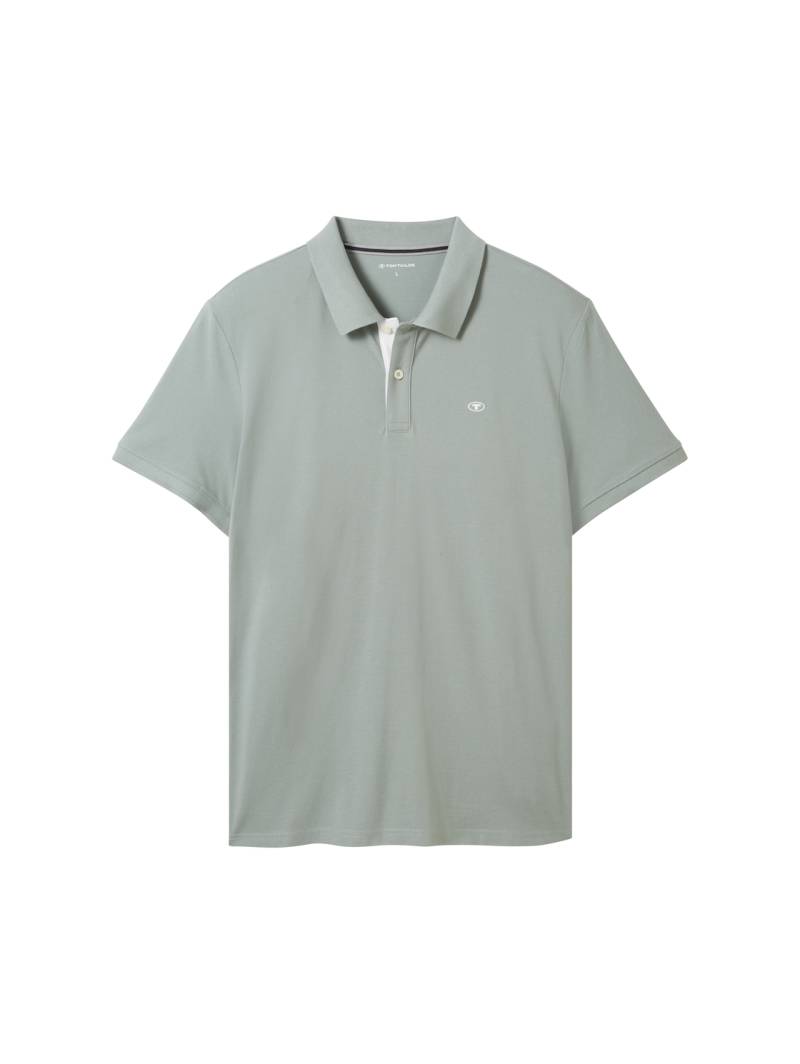 TOM TAILOR Herren Piqué Poloshirt mit Logo-Stickerei, grün, Uni, Gr. XL von Tom Tailor