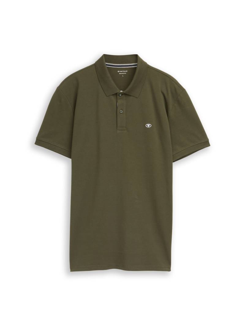 TOM TAILOR Herren Piqué Poloshirt mit Logo-Stickerei, grün, Uni, Gr. XL von Tom Tailor
