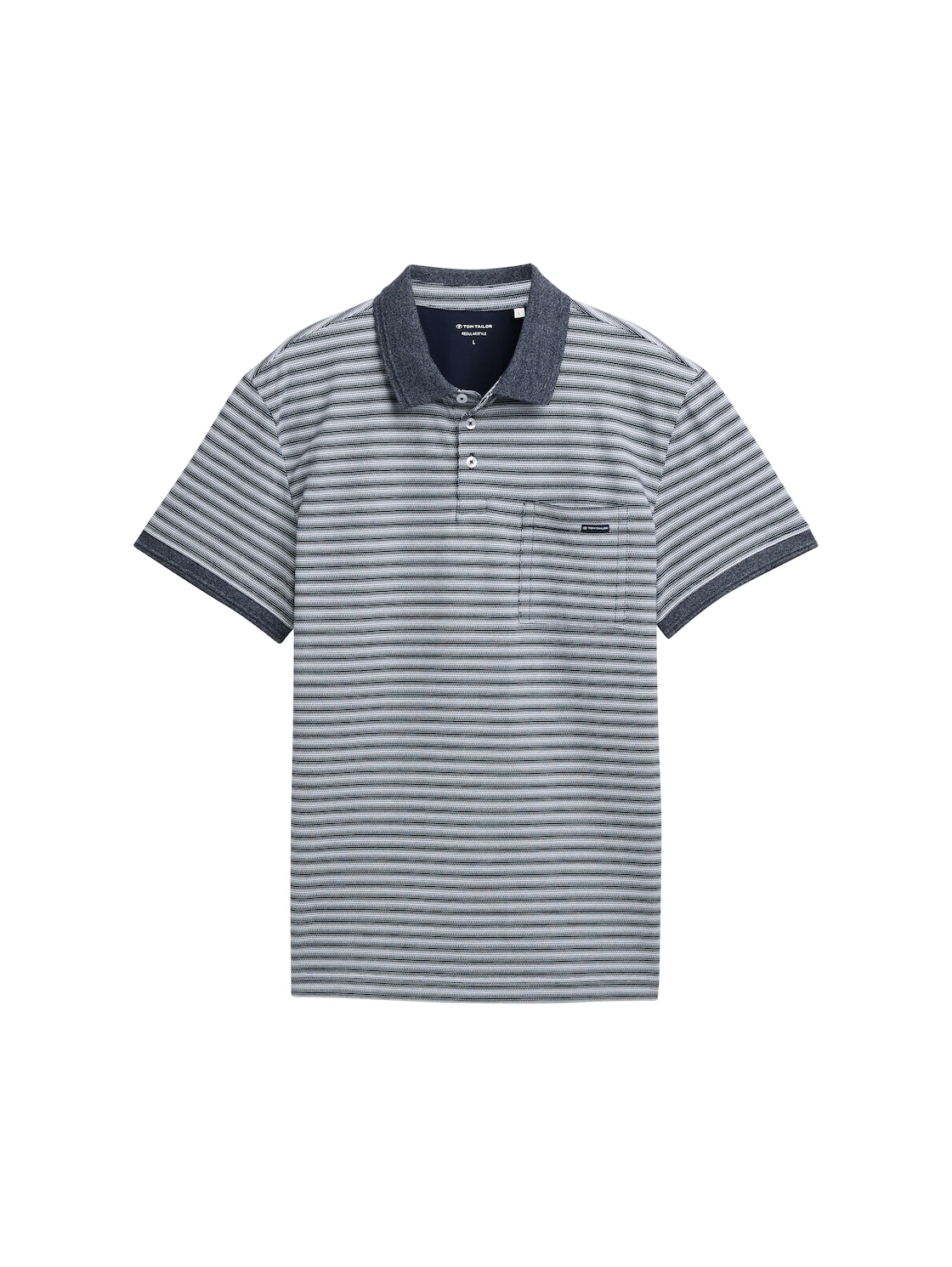 TOM TAILOR Herren Piqué Poloshirt mit Brusttasche, blau, Gestreift, Gr. S von Tom Tailor