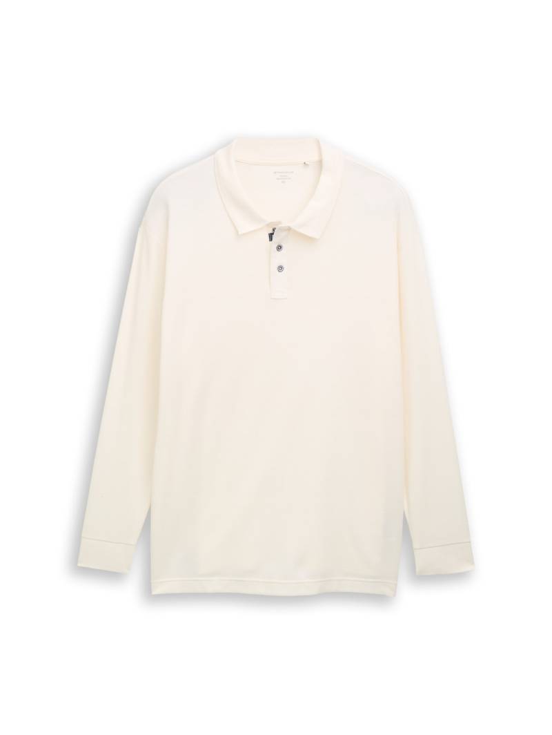 TOM TAILOR Herren Plus Size - Langarm Poloshirt mit Waffelstruktur, braun, Uni, Gr. 5XL von Tom Tailor