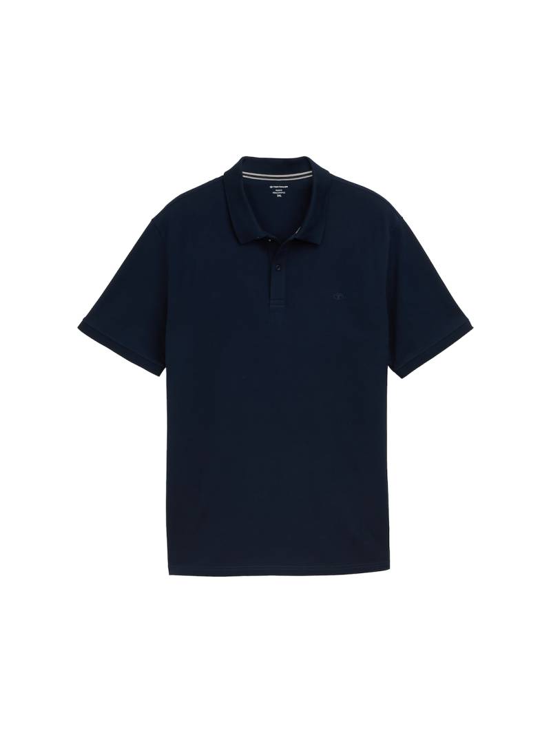 TOM TAILOR Herren Plus Size - Piqué Poloshirt mit Logo-Stickerei, blau, Uni, Gr. 2XL von Tom Tailor