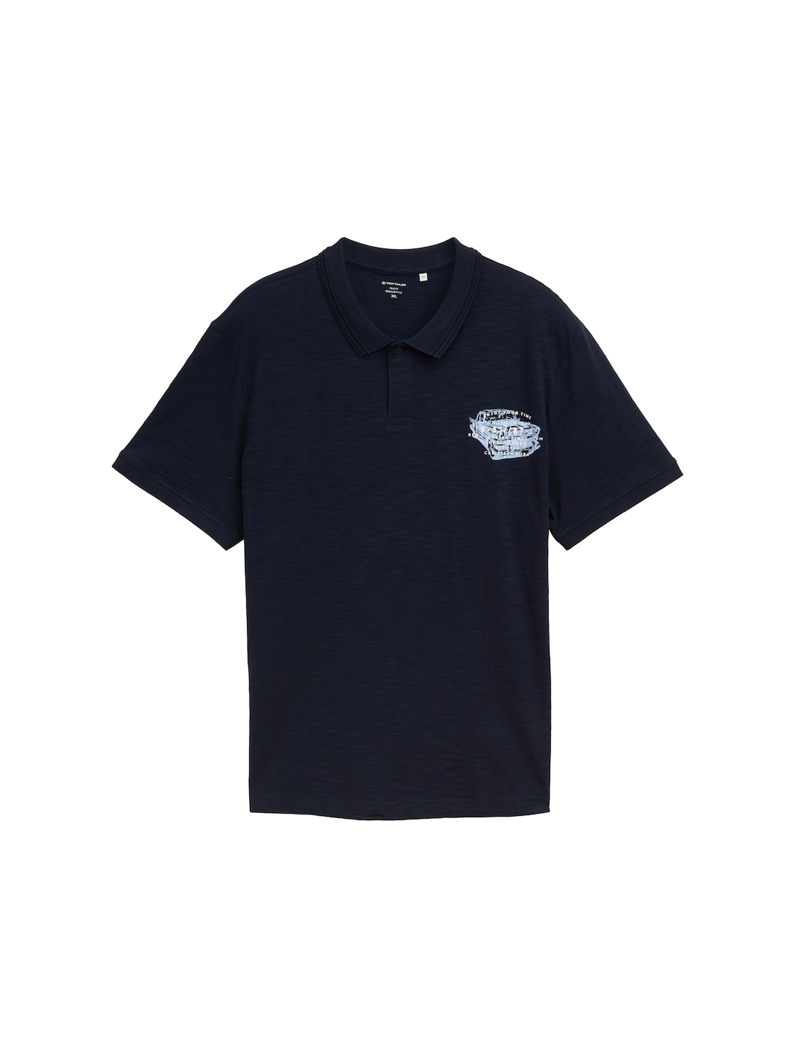 TOM TAILOR Herren Plus Size - Poloshirt aus Baumwolle mit Print, blau, Uni, Gr. 4XL von Tom Tailor