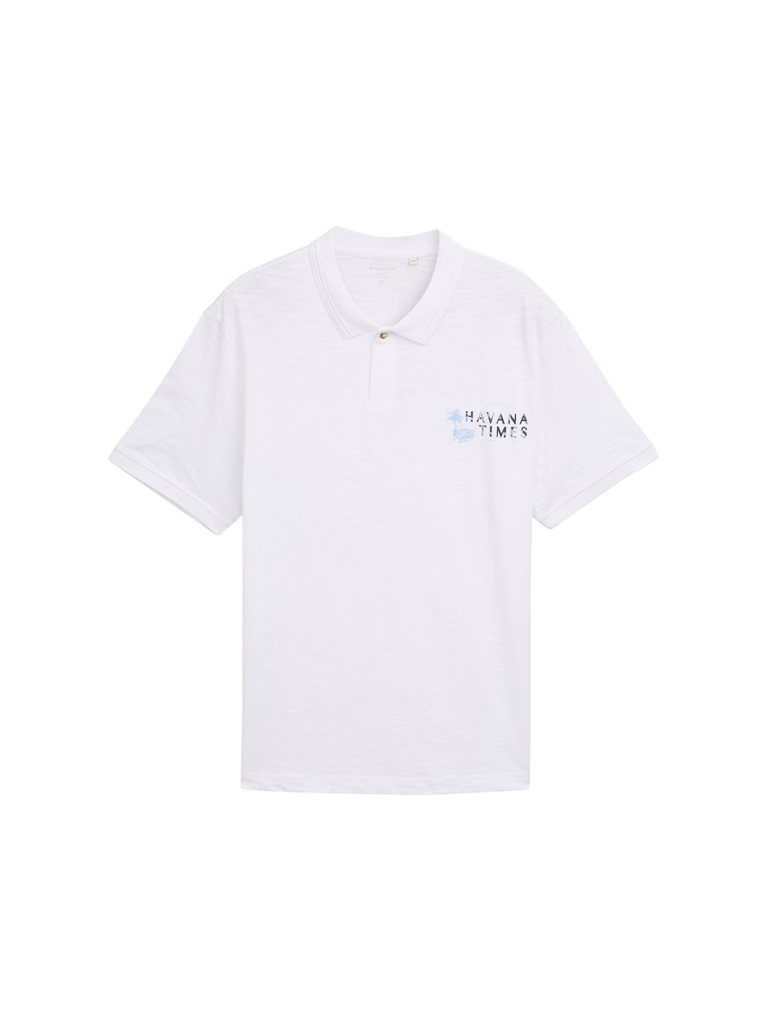 TOM TAILOR Herren Plus Size - Poloshirt aus Baumwolle mit Print, weiß, Uni, Gr. 3XL von Tom Tailor