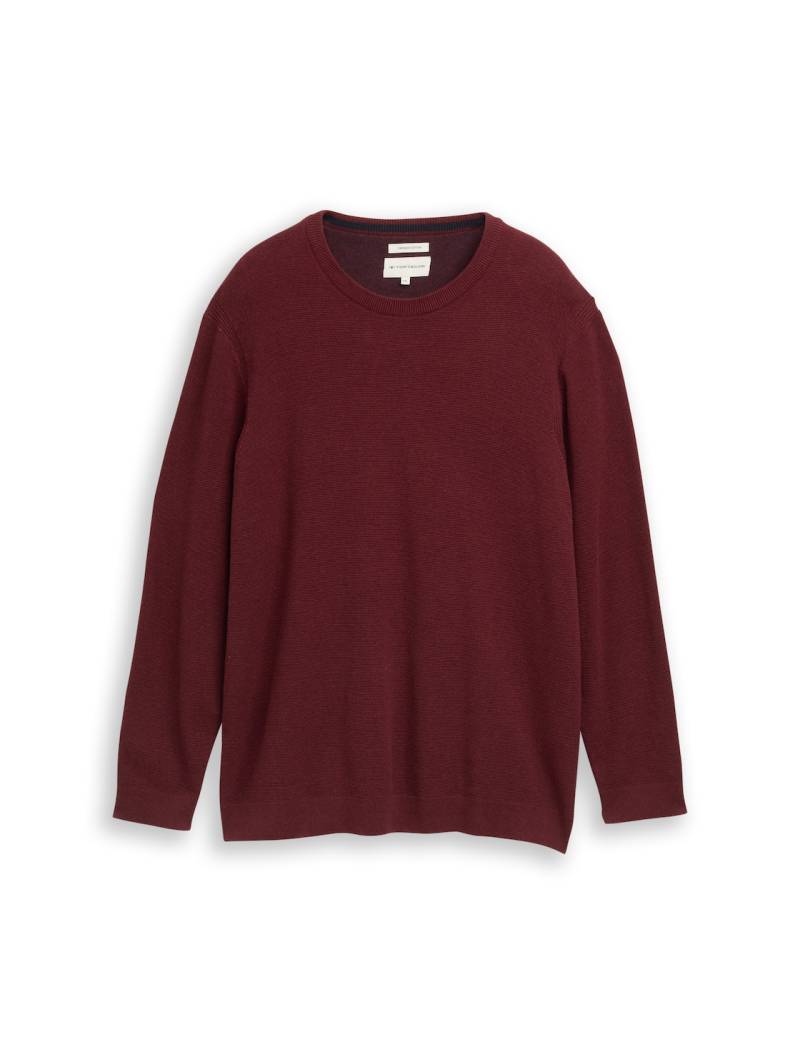 TOM TAILOR Herren Plus Size - Strickpullover aus Baumwolle, rot, Meliert, Gr. 2XL von Tom Tailor