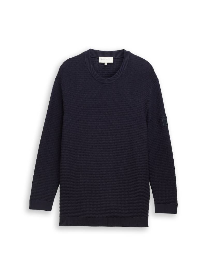 TOM TAILOR Herren Plus Size - Strickpullover mit Rundhalsausschnitt, blau, Uni, Gr. 4XL von Tom Tailor