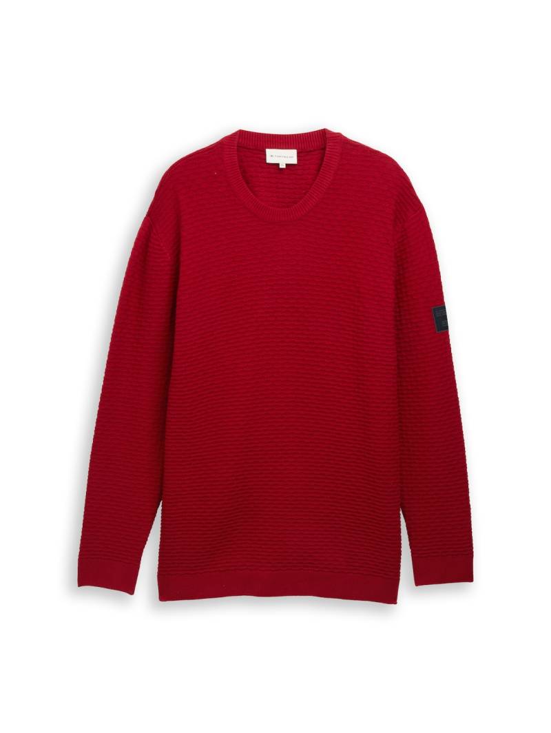 TOM TAILOR Herren Plus Size - Strickpullover mit Rundhalsausschnitt, rot, Uni, Gr. 4XL von Tom Tailor