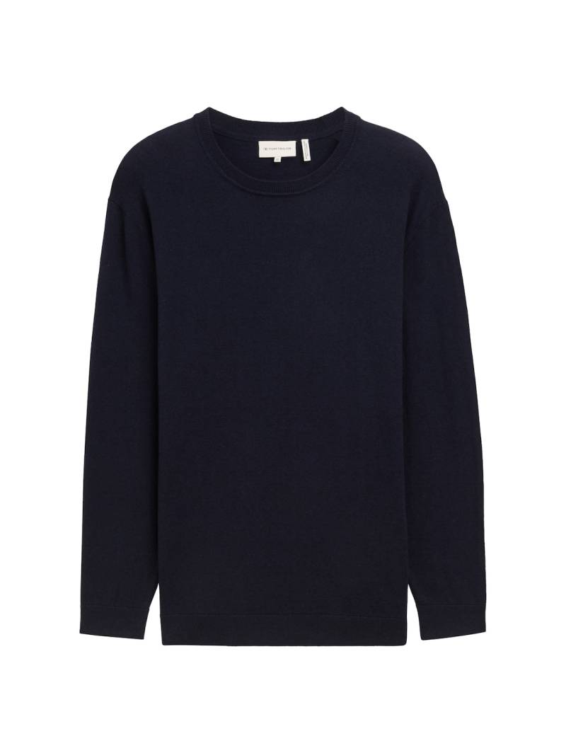 TOM TAILOR Herren Plus Size - Strickpullover mit recyceltem Kaschmir, blau, Uni, Gr. 2XL von Tom Tailor