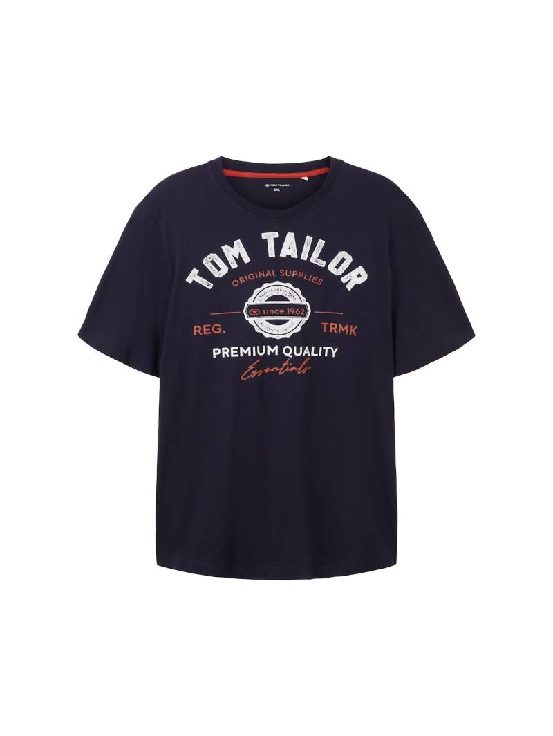 TOM TAILOR Herren Plus Size - T-Shirt mit Logo Print, blau, Logo Print, Gr. 2XL von Tom Tailor
